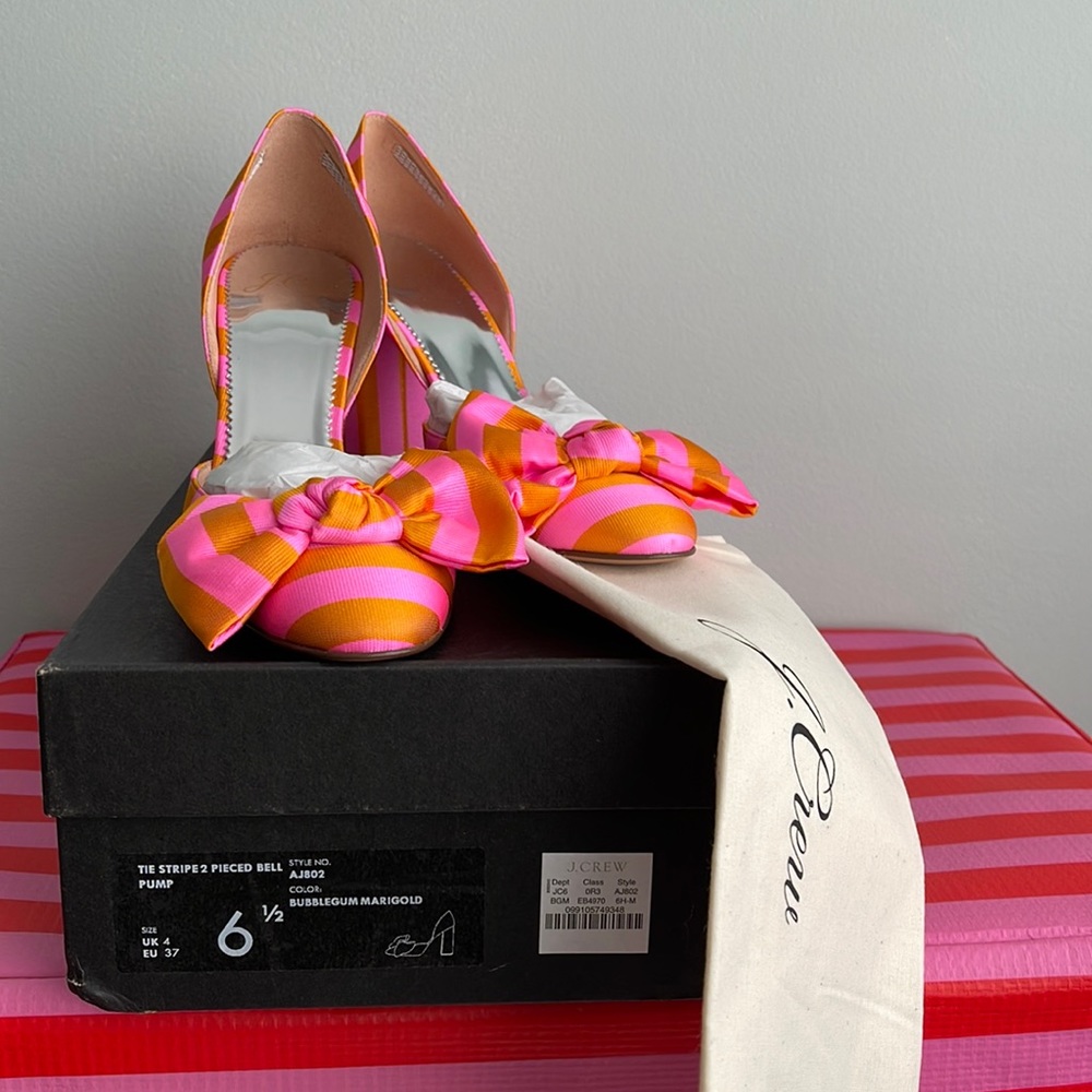 JCrew Tie Stripe 2 Pieced Bell Pump 6.5